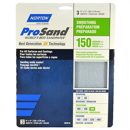 Norton Co 9X11 Sht Ps Handy 3Pk Alu-Ox 150 02618 2618